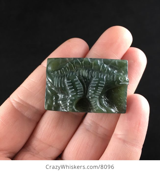 Carved Stegosaurus Dinosaur Green Jasper Stone Pendant Jewelry - #Cq5tHh2MFlg-1