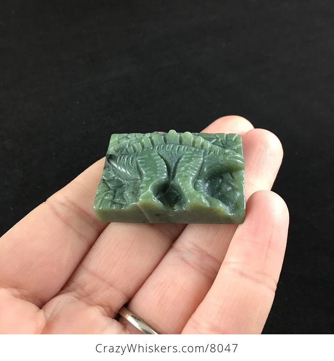 Carved Stegosaurus Dinosaur Green Jasper Stone Pendant Jewelry - #lcwHzcxMfag-2
