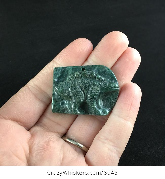 Carved Stegosaurus Dinosaur Jasper Stone Pendant Jewelry - #LEQsGU32OGI-1