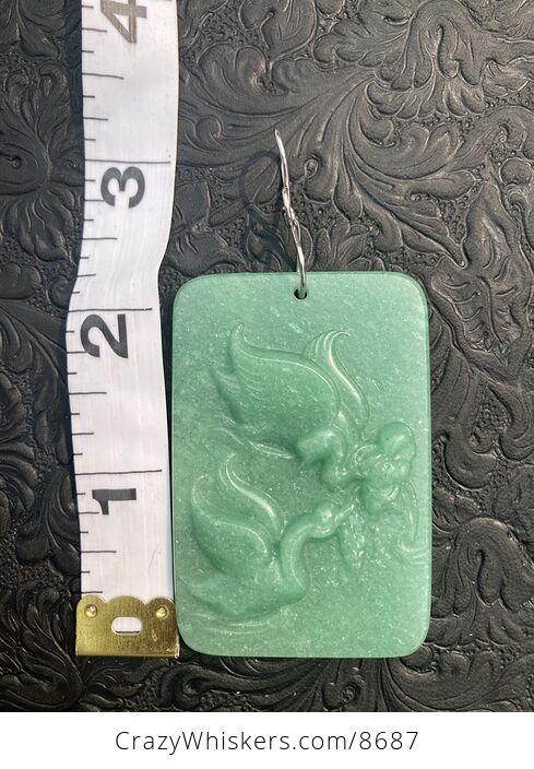 Carved Swan Pair Aventurine Stone Pendant Jewelry Ornament Mini Art - #rTcmUdraqfg-6