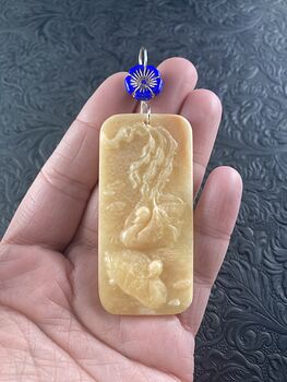 Carved Swan Pair Jasper Stone Pendant Jewelry Ornament Mini Art #zINHx20HWmA