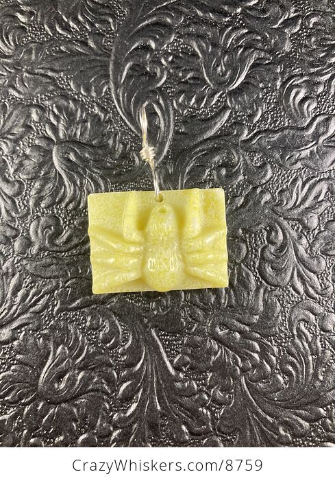 Carved Tarantula Spider Lemon Jade Stone Jewelry Pendant - #vDNu3ZOe2G4-3