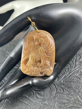 Carved Tiger Brown Chinese Jade Stone Pendant Jewelry #5WGqOFNRIFI