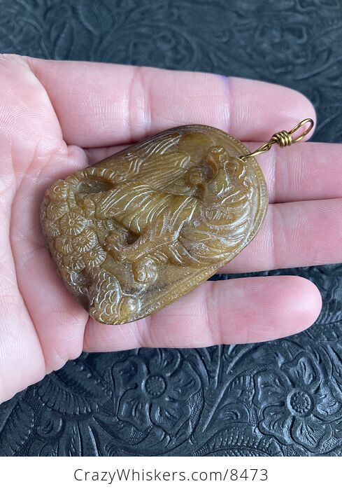 Carved Tiger Brown Chinese Jade Stone Pendant Jewelry - #5WGqOFNRIFI-5
