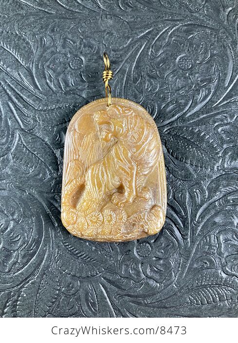 Carved Tiger Brown Chinese Jade Stone Pendant Jewelry - #5WGqOFNRIFI-2