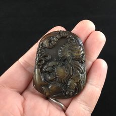 Carved Tiger Chinese Jade Stone Pendant Jewelry #8WRb8C8WkvY