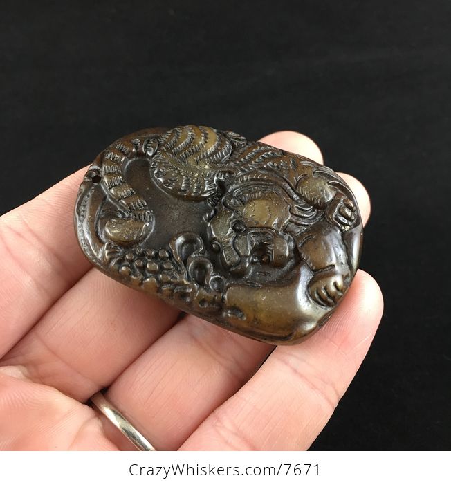 Carved Tiger Chinese Jade Stone Pendant Jewelry - #8WRb8C8WkvY-4