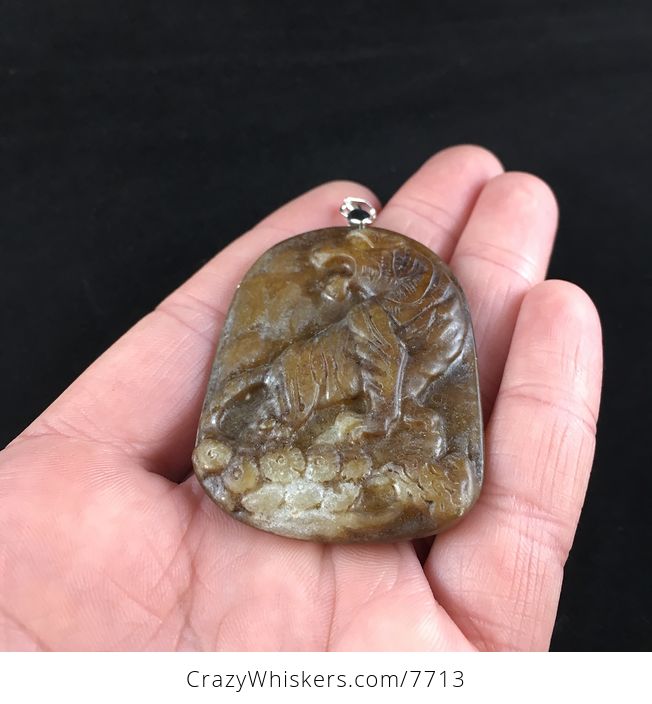 Carved Tiger Chinese Jade Stone Pendant Jewelry - #CYnNbss87jA-2