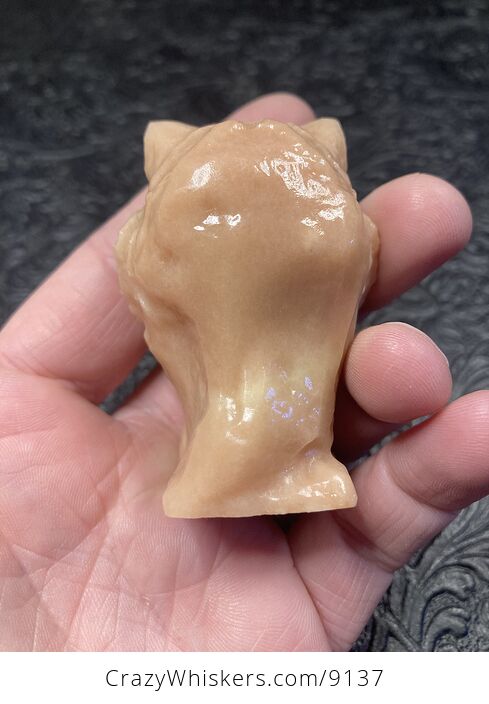 Carved Tiger Head Bust Figurine in Orange Aventurine Stone - #vRkxBxVb5BU-3