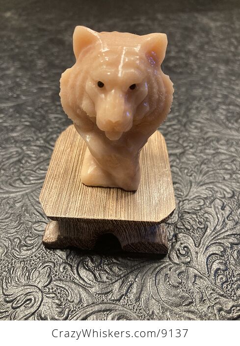 Carved Tiger Head Bust Figurine in Orange Aventurine Stone - #vRkxBxVb5BU-6
