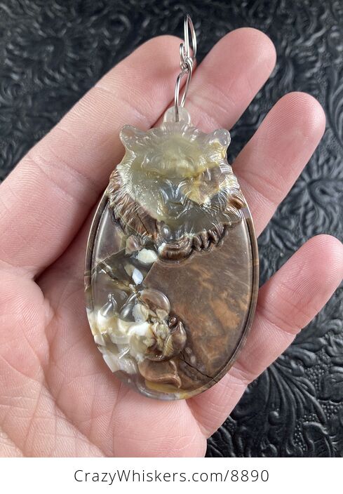Carved Tiger Stone Jewelry Pendant - #HqSGYObbwaw-1