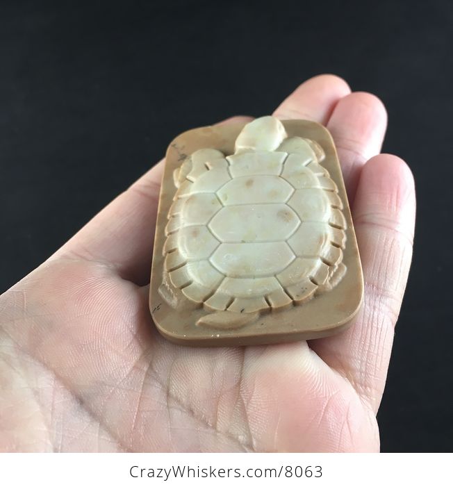 Carved Turtle in Ribbon Jasper Stone Pendant Jewelry - #RsxsO3vBgAA-2