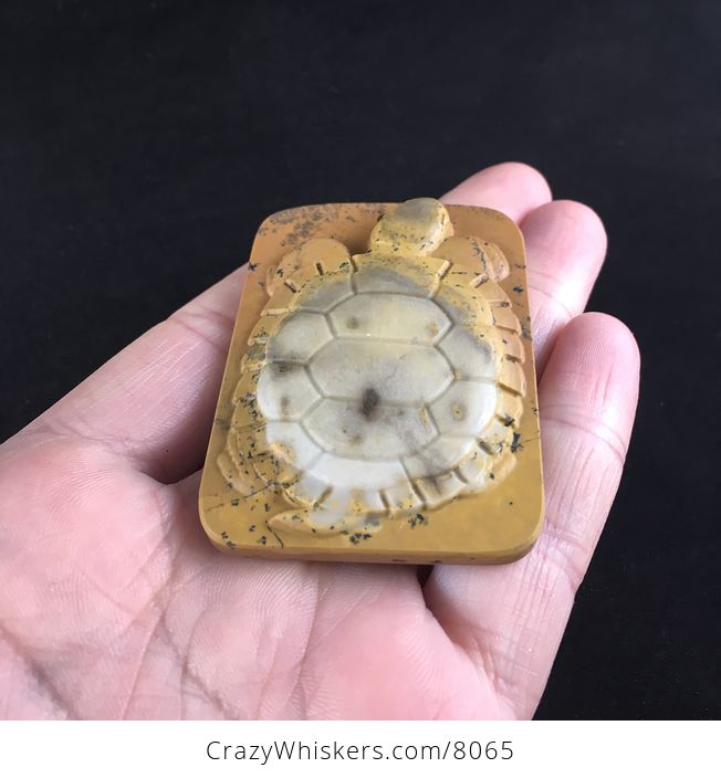Carved Turtle in Ribbon Jasper Stone Pendant Jewelry - #SnPNWr2MBv0-2