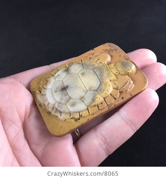 Carved Turtle in Ribbon Jasper Stone Pendant Jewelry - #SnPNWr2MBv0-3