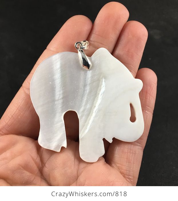 Carved White Shell Elephant Pendant Necklace - #sx7YUwcXxhQ-2