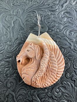 Carved Winged Pegasus Horse in Profile Matte Orange Jasper Stone Pendant Jewelry #XvcDR2vPQF8