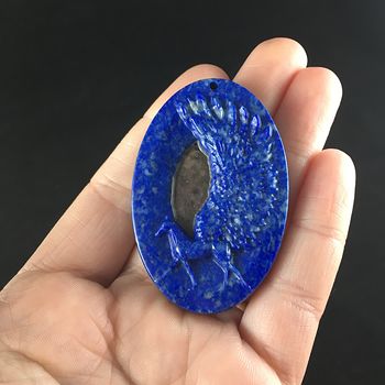 Carved Winged Pegasus in Lapis Lazuli and Rhodonite Stone Jewelry Pendant #5uOfX2qUvlo