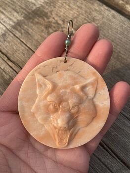 Carved Wolf Face in Jasper Stone Jewelry Pendant Ornament Mini Art #r8SKfgb7zyM