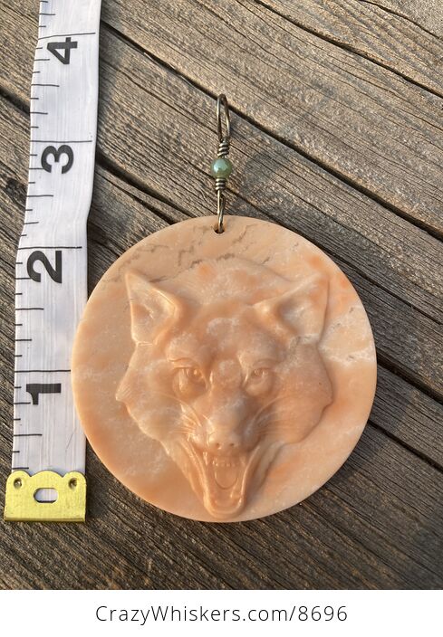Carved Wolf Face in Jasper Stone Jewelry Pendant Ornament Mini Art - #r8SKfgb7zyM-6