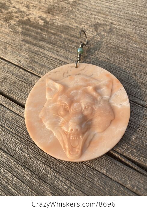 Carved Wolf Face in Jasper Stone Jewelry Pendant Ornament Mini Art - #r8SKfgb7zyM-3