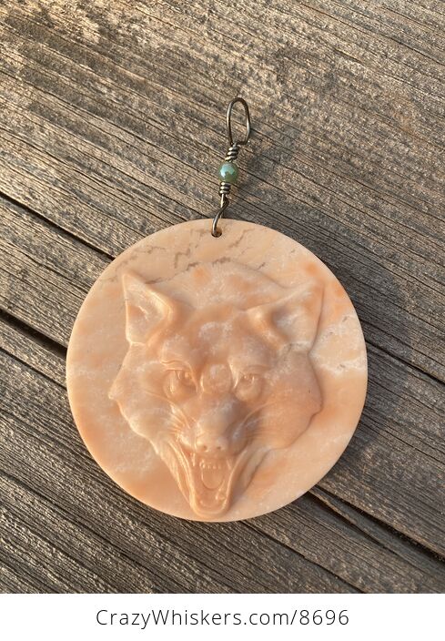 Carved Wolf Face in Jasper Stone Jewelry Pendant Ornament Mini Art - #r8SKfgb7zyM-2