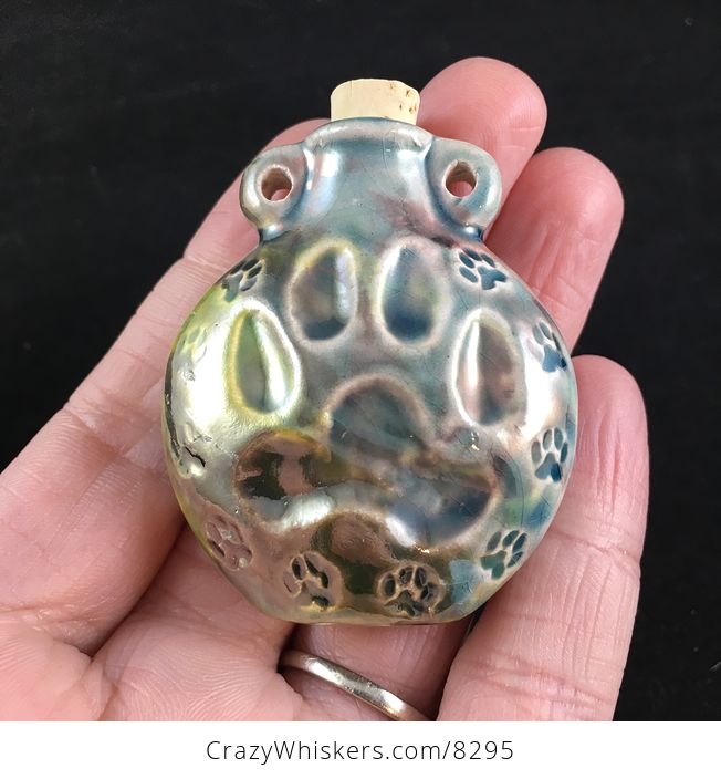 Ceramic Dog Paw Print Memorial Pet Ashes Bottle Urn - #9atvNDyuL6I-2
