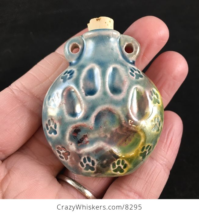 Ceramic Dog Paw Print Memorial Pet Ashes Bottle Urn - #9atvNDyuL6I-1