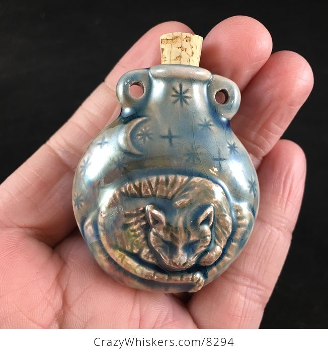 Ceramic Sleeping Kitty Cat Memorial Pet Ashes Bottle Urn - #82u10y38QEQ-2