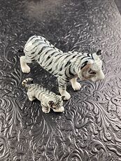 Ceramic White or Bleached Tiger Mamma and Cub Figurines #AfaQej1c0fQ