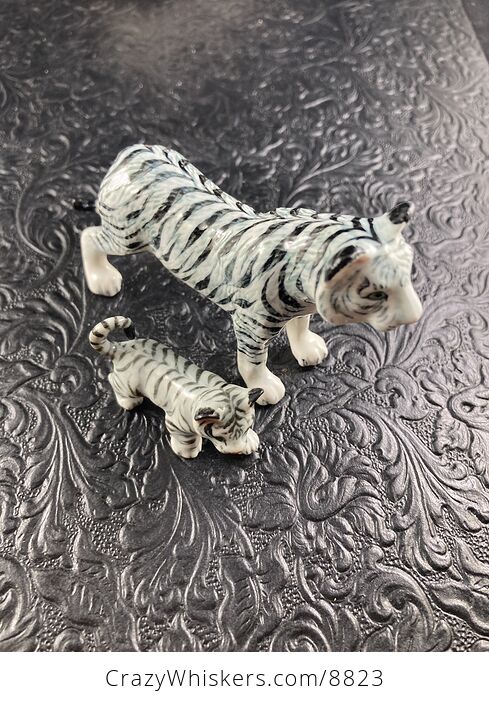 Ceramic White or Bleached Tiger Mamma and Cub Figurines - #AfaQej1c0fQ-1