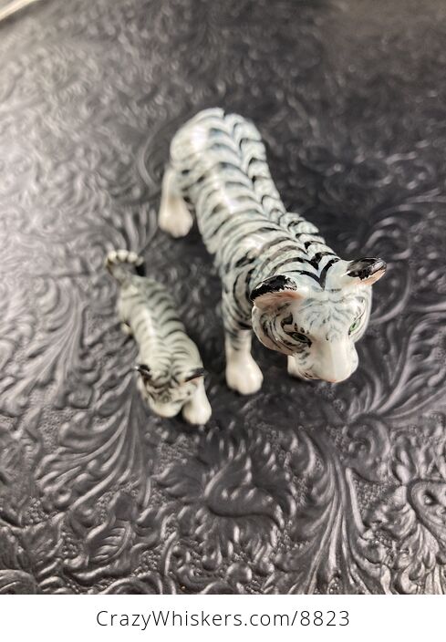 Ceramic White or Bleached Tiger Mamma and Cub Figurines - #AfaQej1c0fQ-2