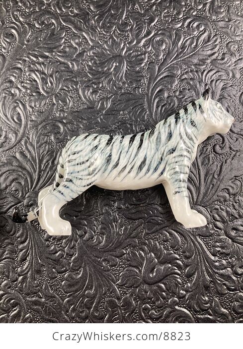 Ceramic White or Bleached Tiger Mamma and Cub Figurines - #AfaQej1c0fQ-14