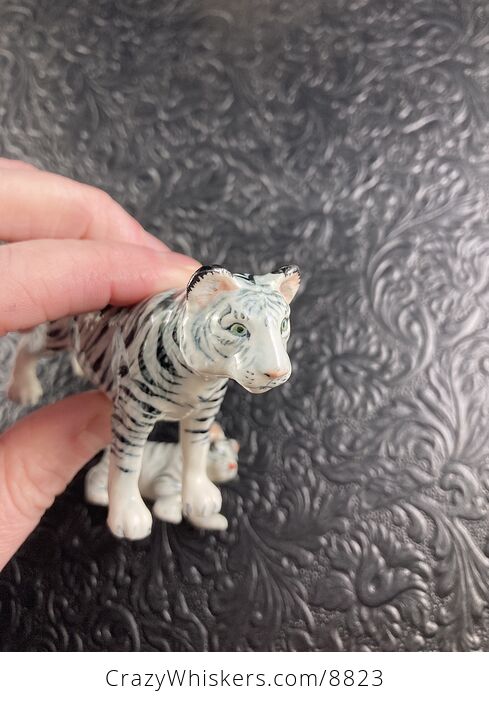 Ceramic White or Bleached Tiger Mamma and Cub Figurines - #AfaQej1c0fQ-4
