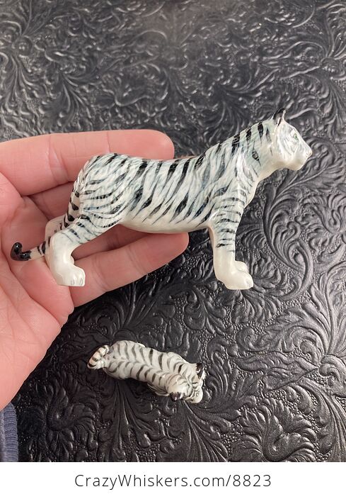 Ceramic White or Bleached Tiger Mamma and Cub Figurines - #AfaQej1c0fQ-7