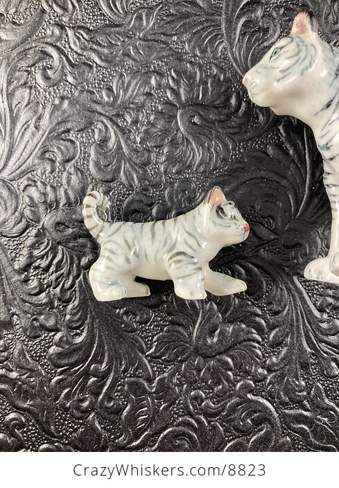 Ceramic White or Bleached Tiger Mamma and Cub Figurines - #AfaQej1c0fQ-12