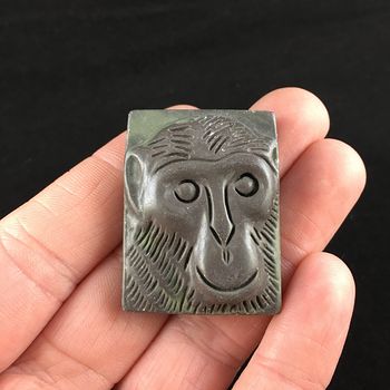 Chimpanzee Monkey Face Carved Ribbon Jasper Stone Pendant Jewelry #qbGgcwUVZHs