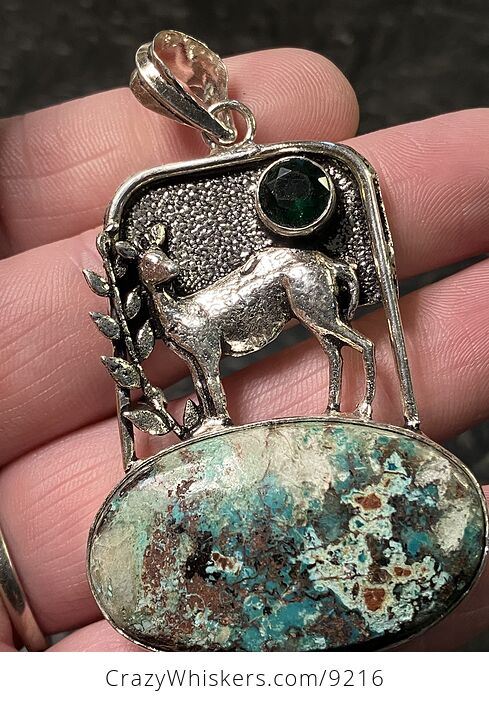 Chrysocolla Crystal Stone Deer Jewelry Pendant - #xUtPvoCJLks-4