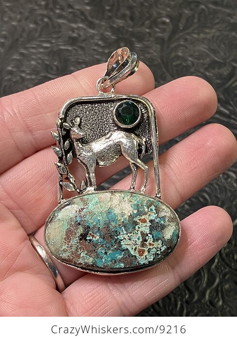 Chrysocolla Crystal Stone Deer Jewelry Pendant - #xUtPvoCJLks-1