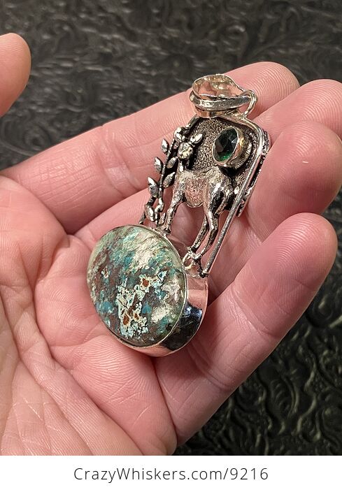 Chrysocolla Crystal Stone Deer Jewelry Pendant - #xUtPvoCJLks-3