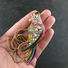 Colorful Blingy Parrot Bird Pendant Jewelry Necklace #vB15gBtiTJo