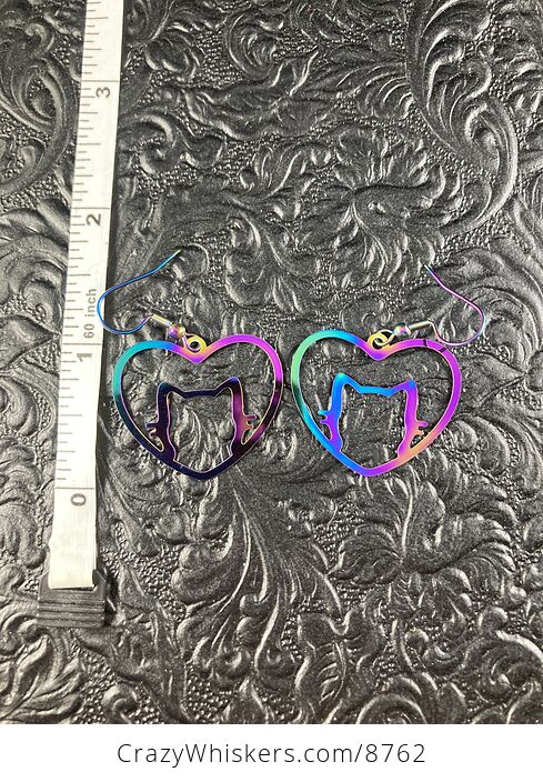 Colorful Chameleon Metal Cat Heart Earrings - #Ob0eL9CLIic-3