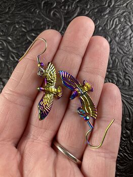 Colorful Chameleon Metal Eagle Falcon Hawk Bird of Prey Earrings #L0Ikhp9vZ68