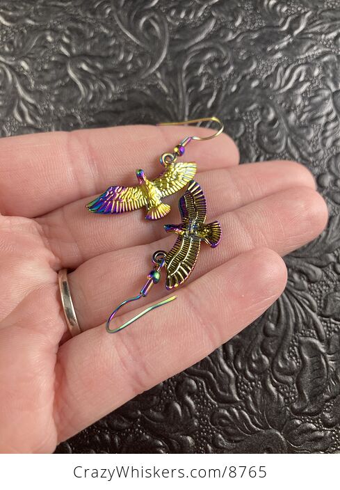 Colorful Chameleon Metal Eagle Falcon Hawk Bird of Prey Earrings - #L0Ikhp9vZ68-3