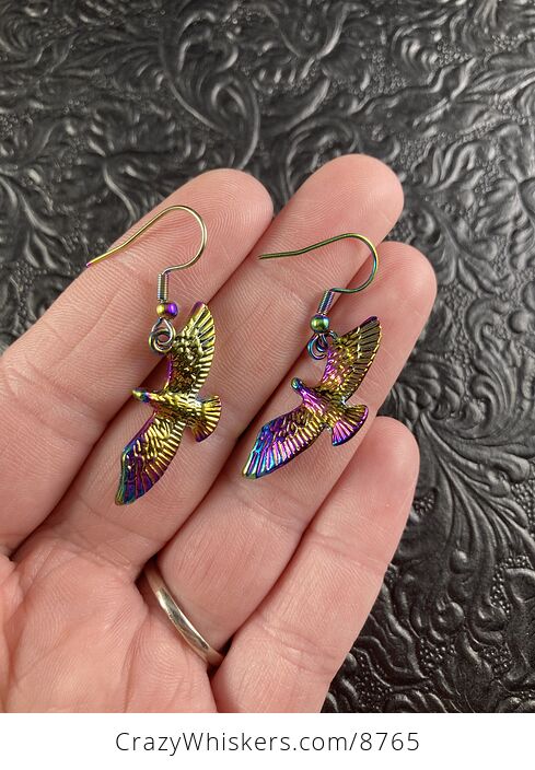 Colorful Chameleon Metal Eagle Falcon Hawk Bird of Prey Earrings - #L0Ikhp9vZ68-2