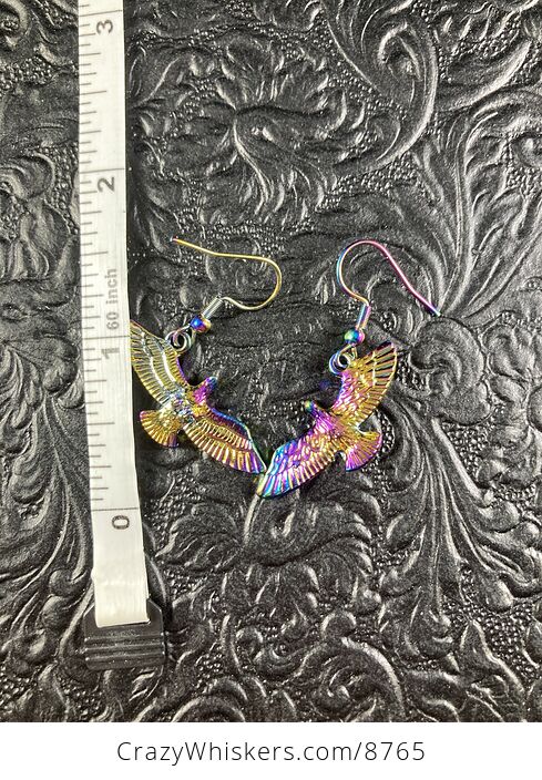 Colorful Chameleon Metal Eagle Falcon Hawk Bird of Prey Earrings - #L0Ikhp9vZ68-5