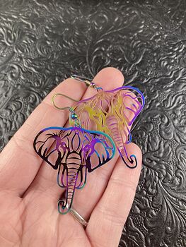 Colorful Chameleon Metal Elephant Earrings #DxKLCW90ico