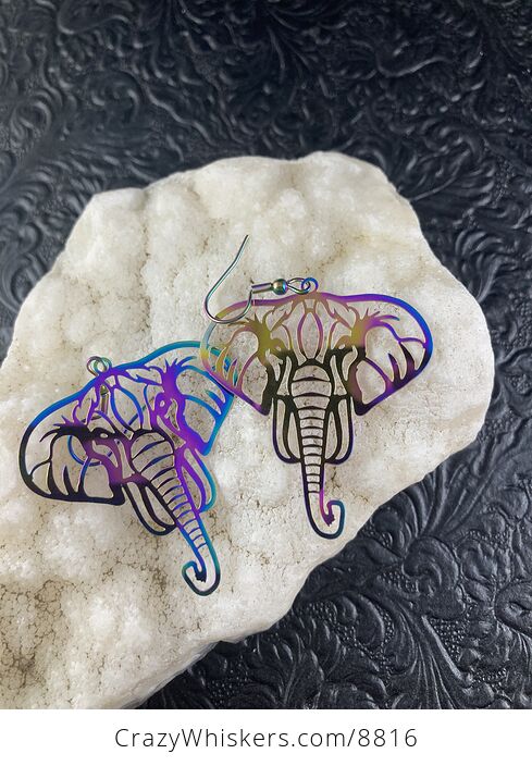 Colorful Chameleon Metal Elephant Earrings - #DxKLCW90ico-3