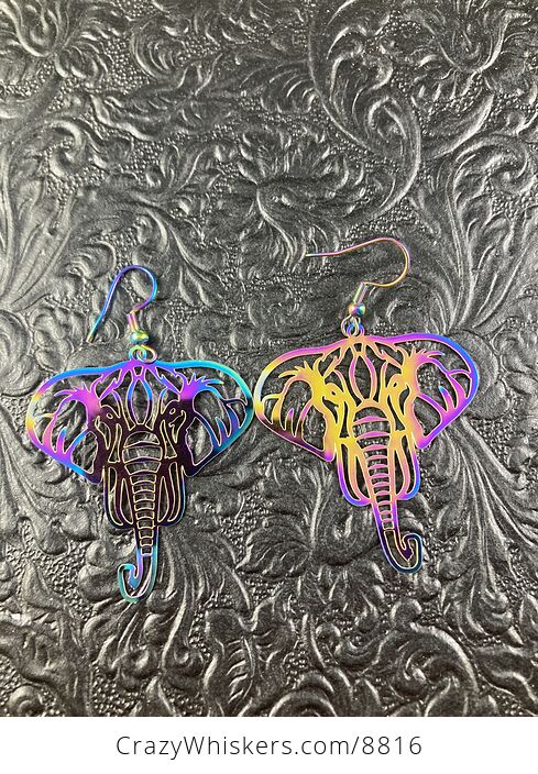 Colorful Chameleon Metal Elephant Earrings - #DxKLCW90ico-4