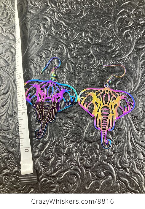 Colorful Chameleon Metal Elephant Earrings - #DxKLCW90ico-5