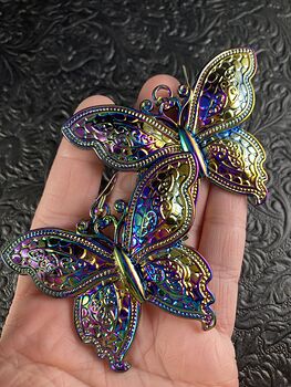 Colorful Chameleon Metal Giant Butterfly Earrings #xWgodoVFNf0